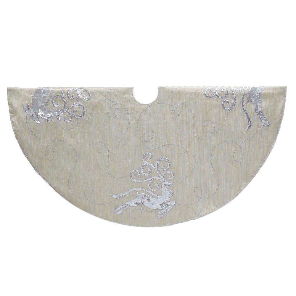 Kurt S. Adler 50" Light Gold with Reindeer Tree Skirt