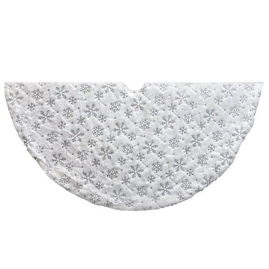 48" White Tree Skirt with Snowflakes | Kurt Adler