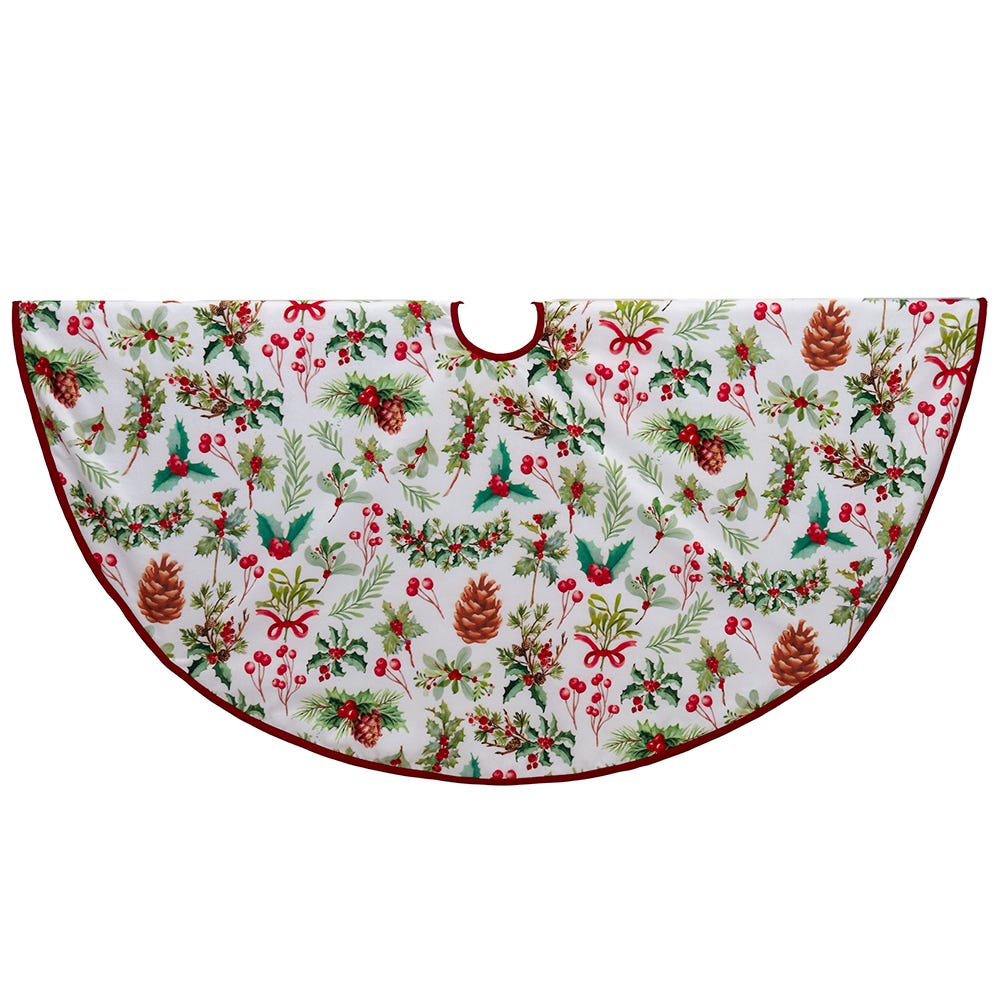 Kurt Adler 50-Inch White Velvet Multi-Printed Tree Skirt
