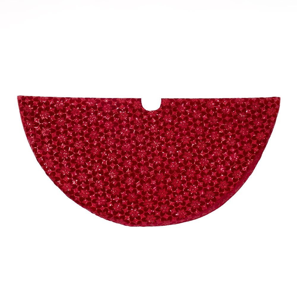 Kurt Adler 72-inch Burgundy Sequin with Metallic Cord Tree Skirt