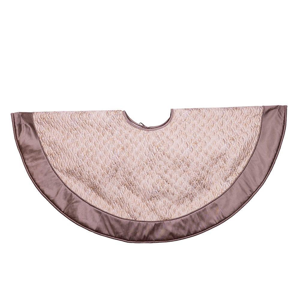 Kurt Adler Diamond Jacquard with Solid Border - 48 Inch Grey Polyester/Acrylic Holiday Christmas Tree Skirt