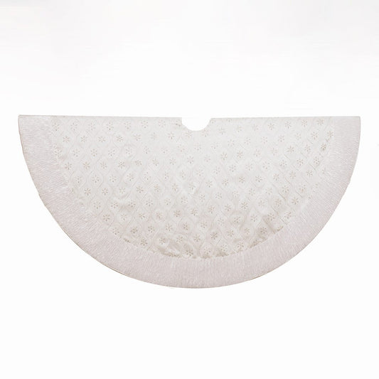 Kurt Adler 60inch White Dupion Tree Skirt with Lurex Embroidered Snowflakes