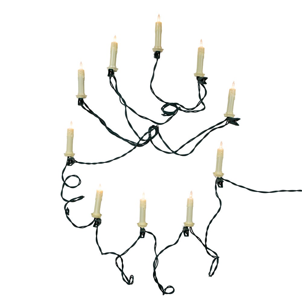 Kurt S. Adler 10-Light Clip-On White Candle with Clear Bulbs Christmas Light Set, Indoor Only