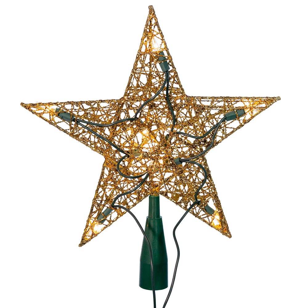 Kurt Adler 10-Light Gold Wire Treetop, 9-Inch