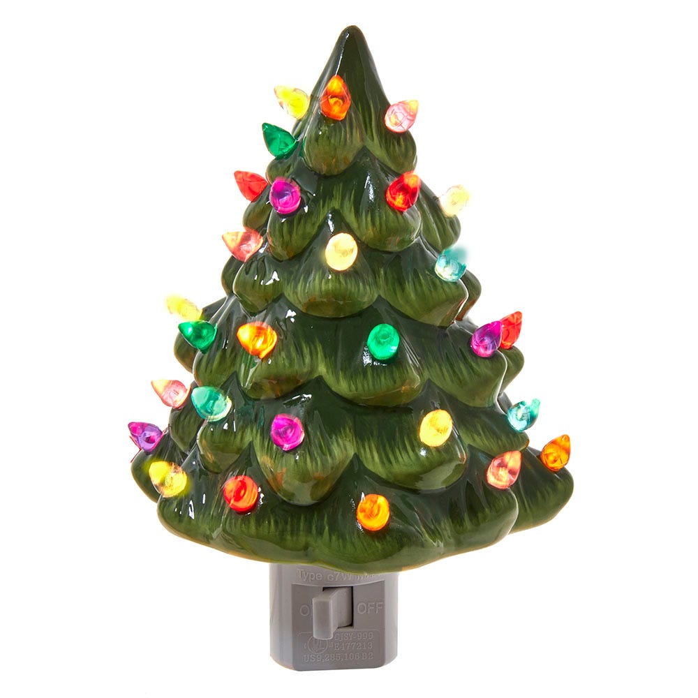 Kurt S. Adler 6-Inch Ceramic Green Tree Night Light