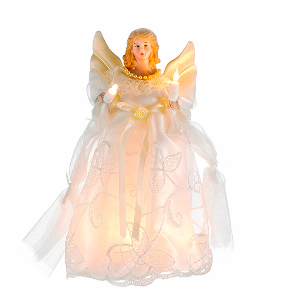 Kurt Adler 10-Inch UL 10-Light Gold/Ivory Angel Treetop