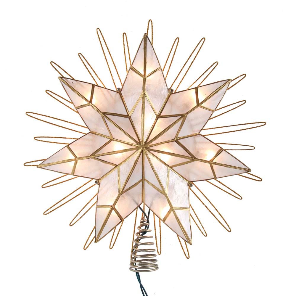 Kurt Adler 14" 7-Point Natural Capiz Star Lighted Treetop