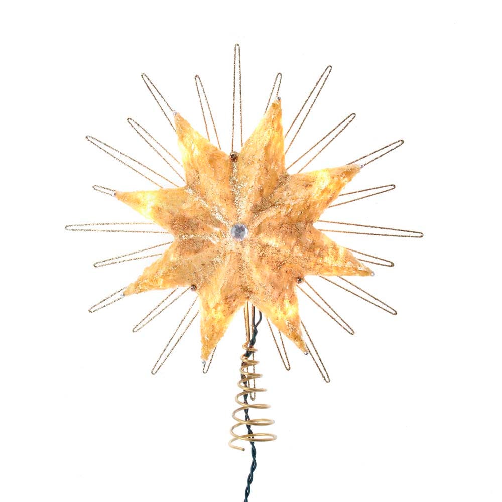Kurt S. Adler 12-Inch 10-Light 8-Point Capiz Gold Star Treetop