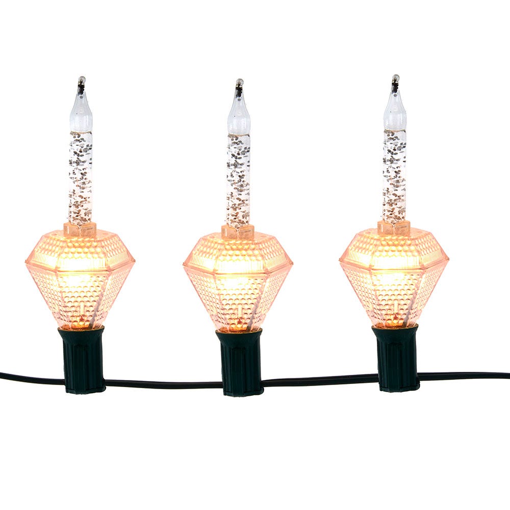 Kurt S. Adler 7-Light Silver Glitter Diamond Bubble Light Set