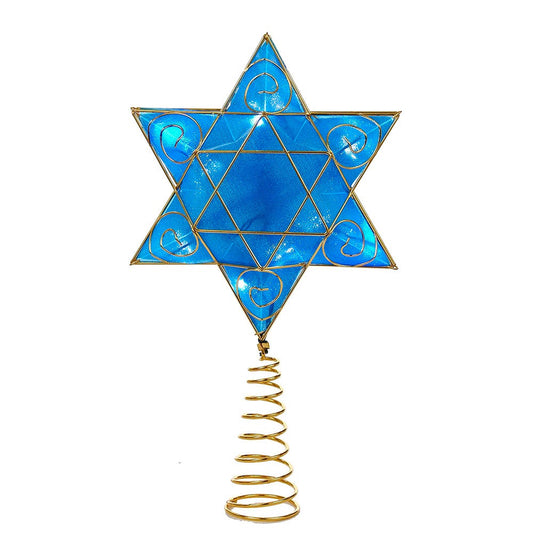 Kurt Adler 13" Gold and Blue Battery-Operated Lighted Deluxe Hanukkah Tree Topper®
