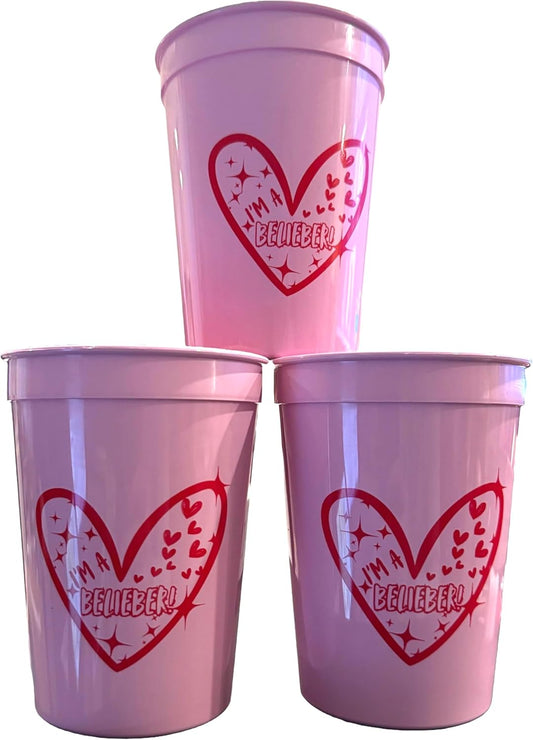 Tree Treasures 12oz Plastic Justin Belieber Party Cups - Fun Birthday Party Theme Decorations & Party Supplies - Perfect Bieber Fan Party Favor (Standard, 16 Count)