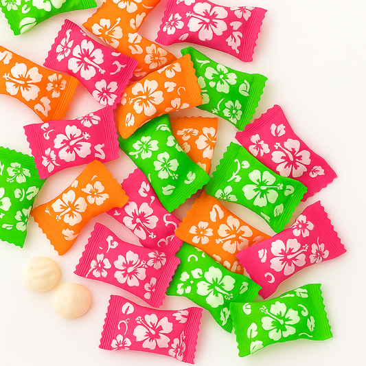 Hibiscus Buttermints 216ct – Hawaii Candy for Hawaiian Party, Beach Themed Candy Buffet, Moana Party Favors, Tropical Aloha Mints, Buttermints Individually Wrapped in Bulk