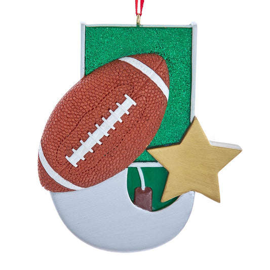 Kurt Adler A2224 Football with Star Brown and Green 3.75 Inch Resin Hanging Christmas Decoration Ornament