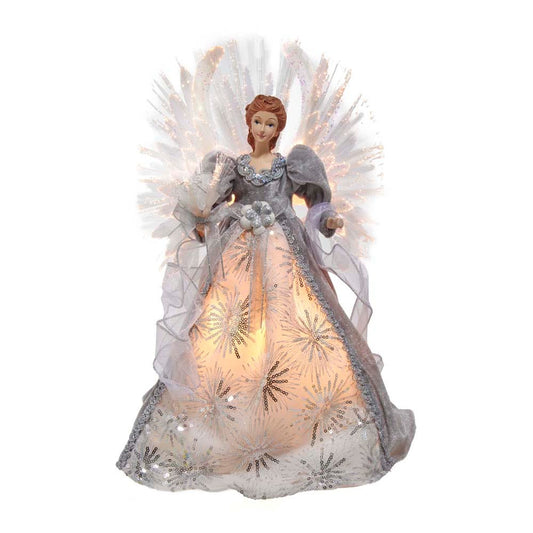 16" White/Silver/Gray LED Fiberoptic Angel Tabletop | Kurt Adler