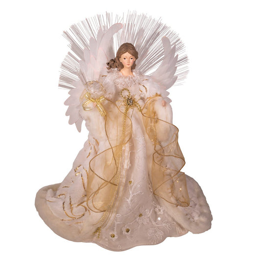 16" Gold/White LED Fiberoptic Angel Tabletop | Kurt Adler