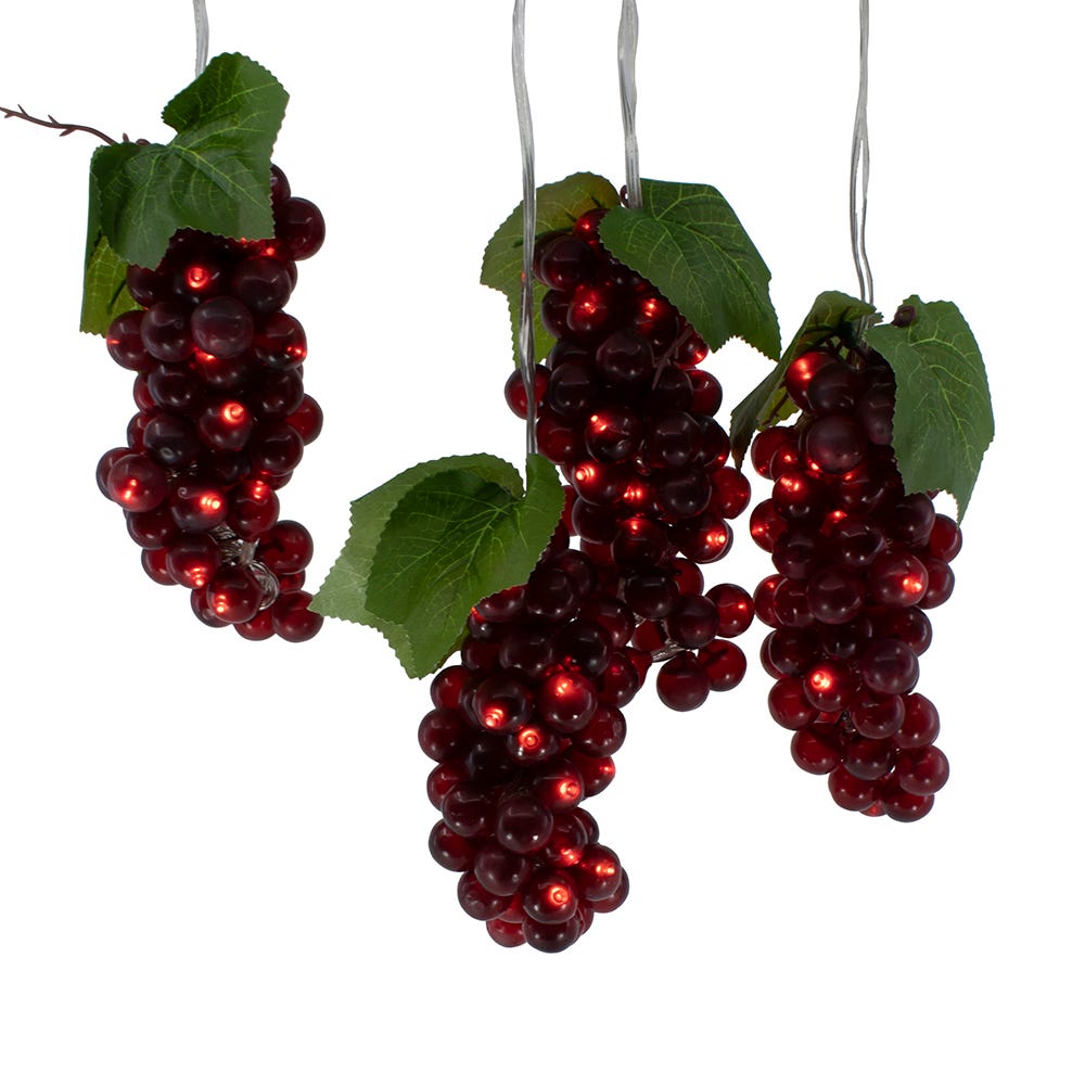 Kurt Adler 100-Light Burgundy LED Grape Light Set with 5 Grape Bunches