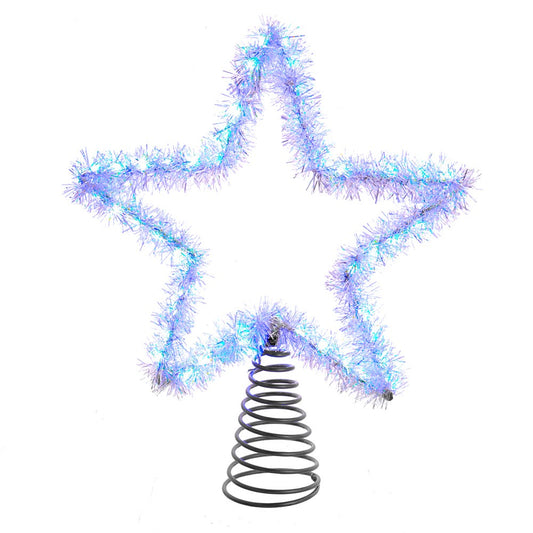 12.2" Tinsel Star Tree Topper with Cool White Twinkle LED | Kurt Adler