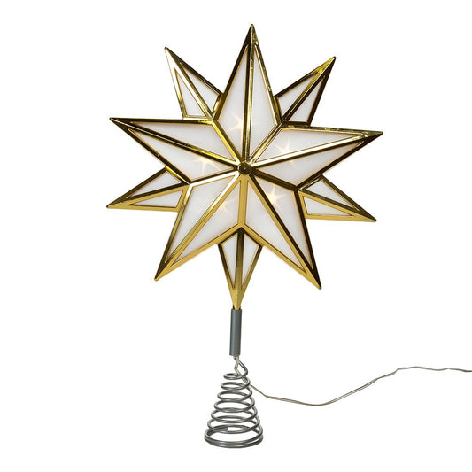 15-Inch 10-Point Warm White LED Gold Star Tree Topper