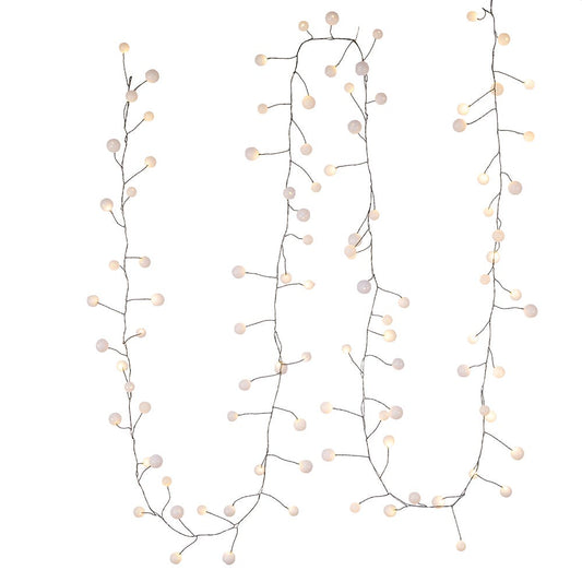 100-Light 8 ft Warm White LED Bead Cluster Garland | Kurt Adler