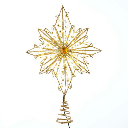 Kurt S. Adler Kurt Adler 15.5-Inch 30 Fairy Light Gold Star Treetop Tree Topper, multi
