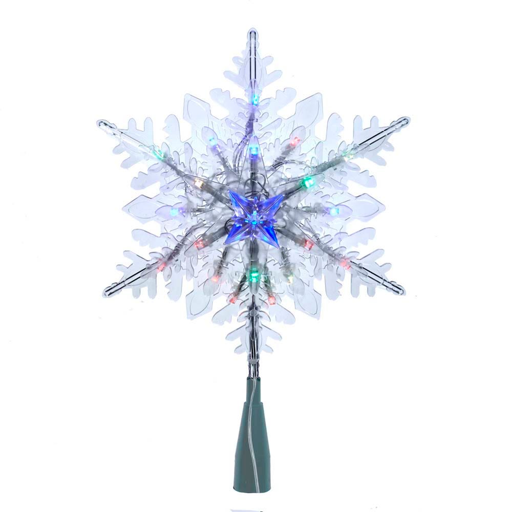 Kurt Adler 20-Light 10-Inch Clear Snowflake Treetop with Color-Changing RGB LED Bulbs