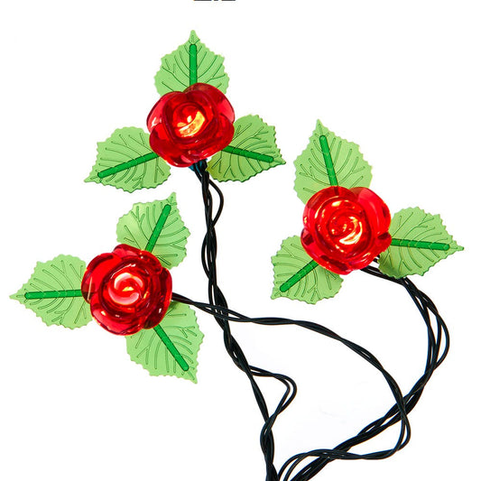 10-Light Red LED Rose String Light Set | Kurt Adler