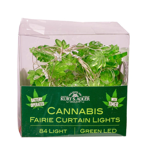 Kurt S. Adler 7-Drop Battery-Operated Cannabis Cartoon Light Set, 66-Inches, Green