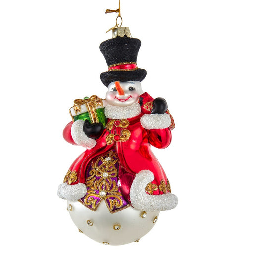 Kurt S. Adler Bellisimo Snowman with Top Hat Ornament, 7-Inch, Red