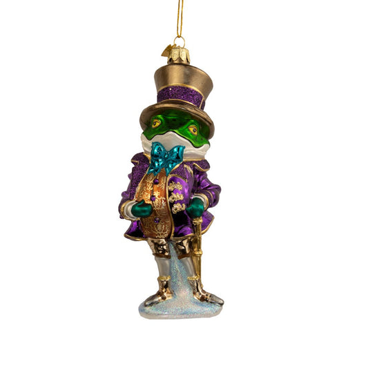 Kurt Adler 7-inch Bellissimo Glass Gentleman Frog Ornament