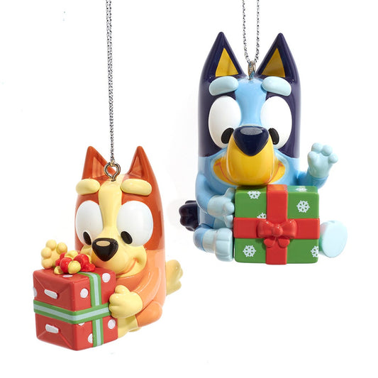 Kurt Adler Bluey and Bingo Puppy Dog Cartoon Character Christmas Ornament Set of 2