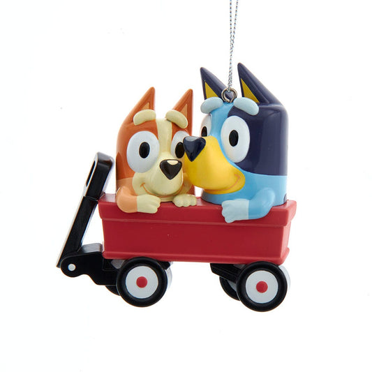 Kurt Adler Bluey and Bingo in Red Wagon Ornament Standard