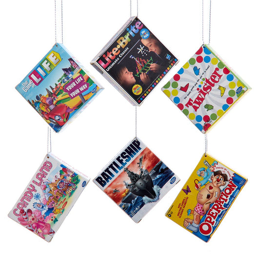 6pc Ornaments of Hasbro Retro Board Games