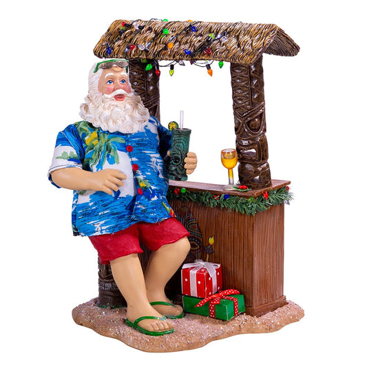 11" Battery-Operated Beach Santa Sitting at Bar | Kurt Adler