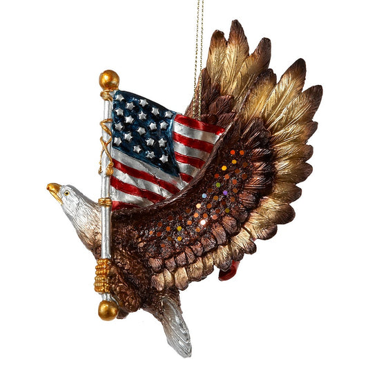 Kurt Adler Resin Patriotic Eagle with The American Flag Ornament