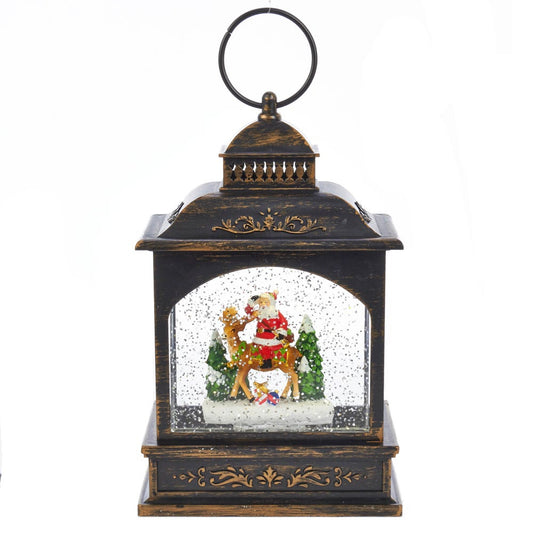 Kurt S. Adler Kurt Adler 9-Inch LED Santa Lantern with Motion Table Piece, Multi