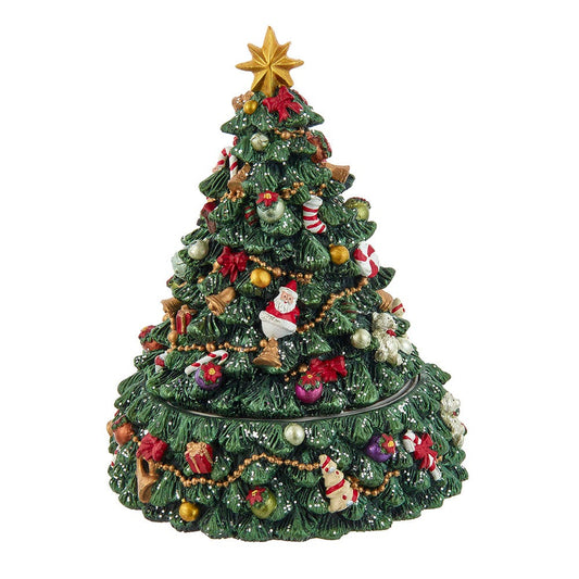 Kurt S. Adler Chrismtas Tree Revolving Music Box, 7-Inch, Multi-Colored