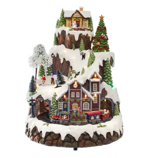 17" Musical LED Village on Mountain Tabletop Display | Kurt Adler