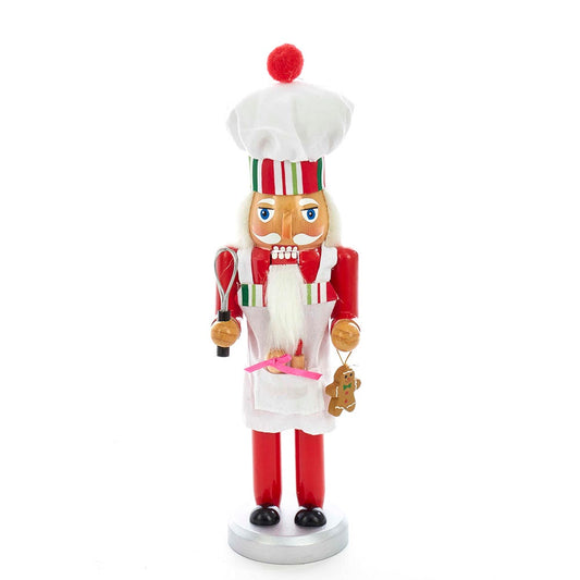 Kurt Adler Rosy Red Baking Nutcracker Chef 10 inch Wood Decorative Tabletop Figurine
