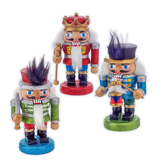 Kurt Adler 5-Inch Wooden Red, Green and Blue Chubby Nutcrackers