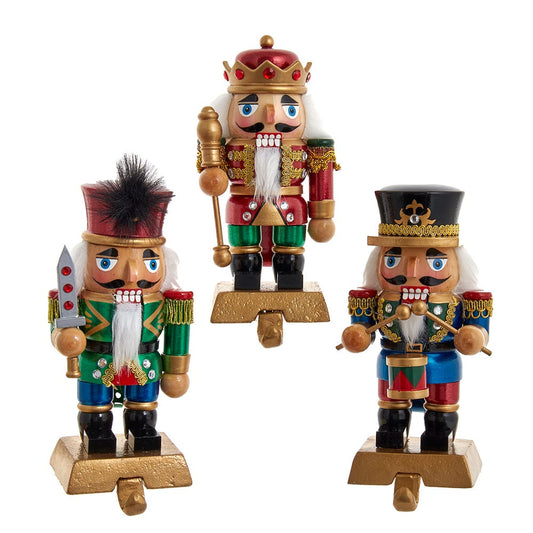 Kurt Adler 7.5" Nutcracker Stocking Holders, Set of 3, Assortment