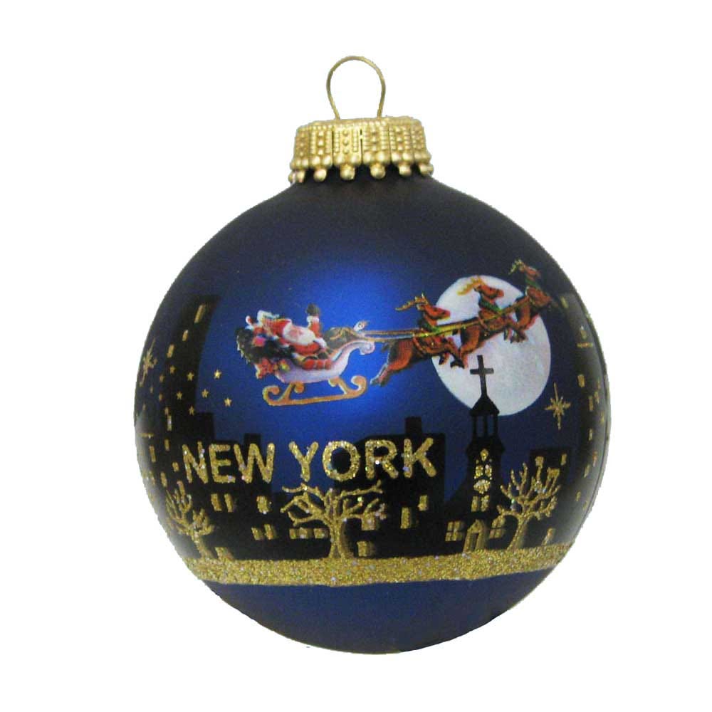 Kurt Adler New York Santa Skyline Painted Ball Ornament, 2-5/8-Inch for Christmas