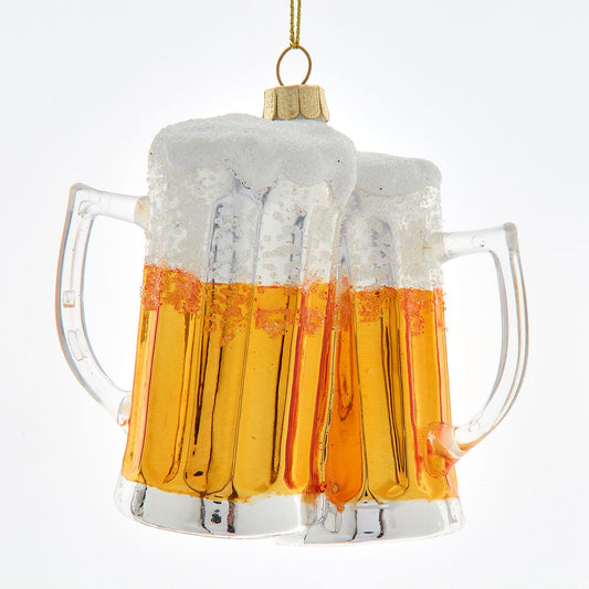 Kurt Adler 3.75 Inch Glass Beer Mugs Cheers Ornament