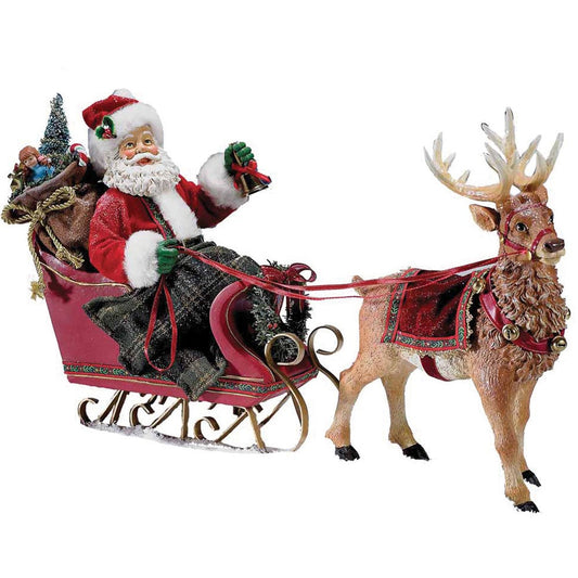10" Santa in Sleigh with Reindeer Tablepiece | Kurt Adler