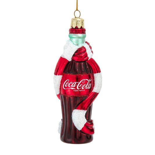 Kurt Adler 5-Inch Glass Coca-Cola Bottle with Scarf Ornament