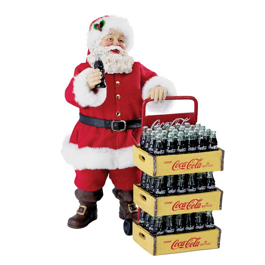 Kurt Adler Coca-Cola Santa with Delivery Cart, 10.5-Inch, Set of 2