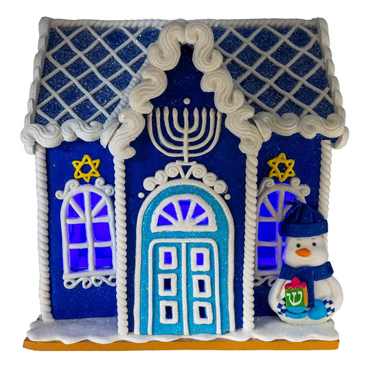 7" Battery-Operated Hanukkah LED House Tablepiece | Kurt Adler