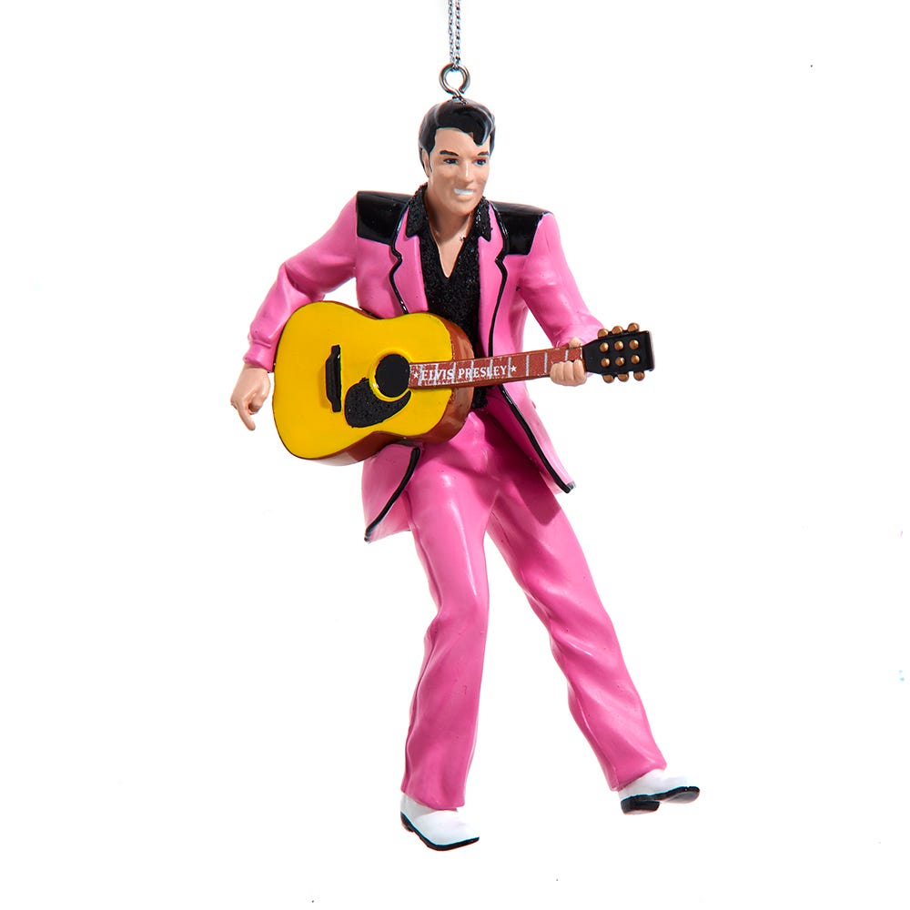 Kurt Adler Decorative Hanging Figurine Christmas Ornament, 4 Inch Acrylic, Elvis in a Pink Suit