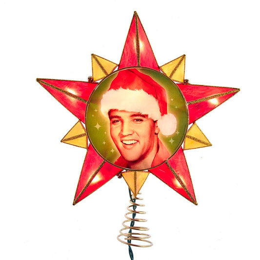 Elvis Presley 10-Light Elvis Capiz Star Treetop Tree Topper, Multi