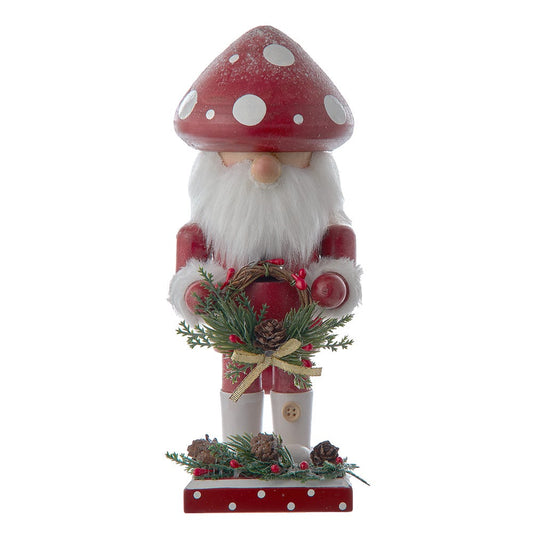 Kurt Adler 9-inch Wooden Mushroom Santa Nutcracker