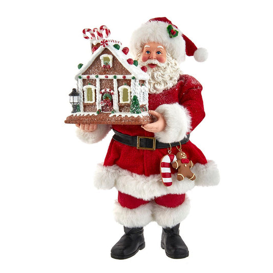 11" Battery-Operated Santa with Light-Up Gingerbread House | Kurt Adler